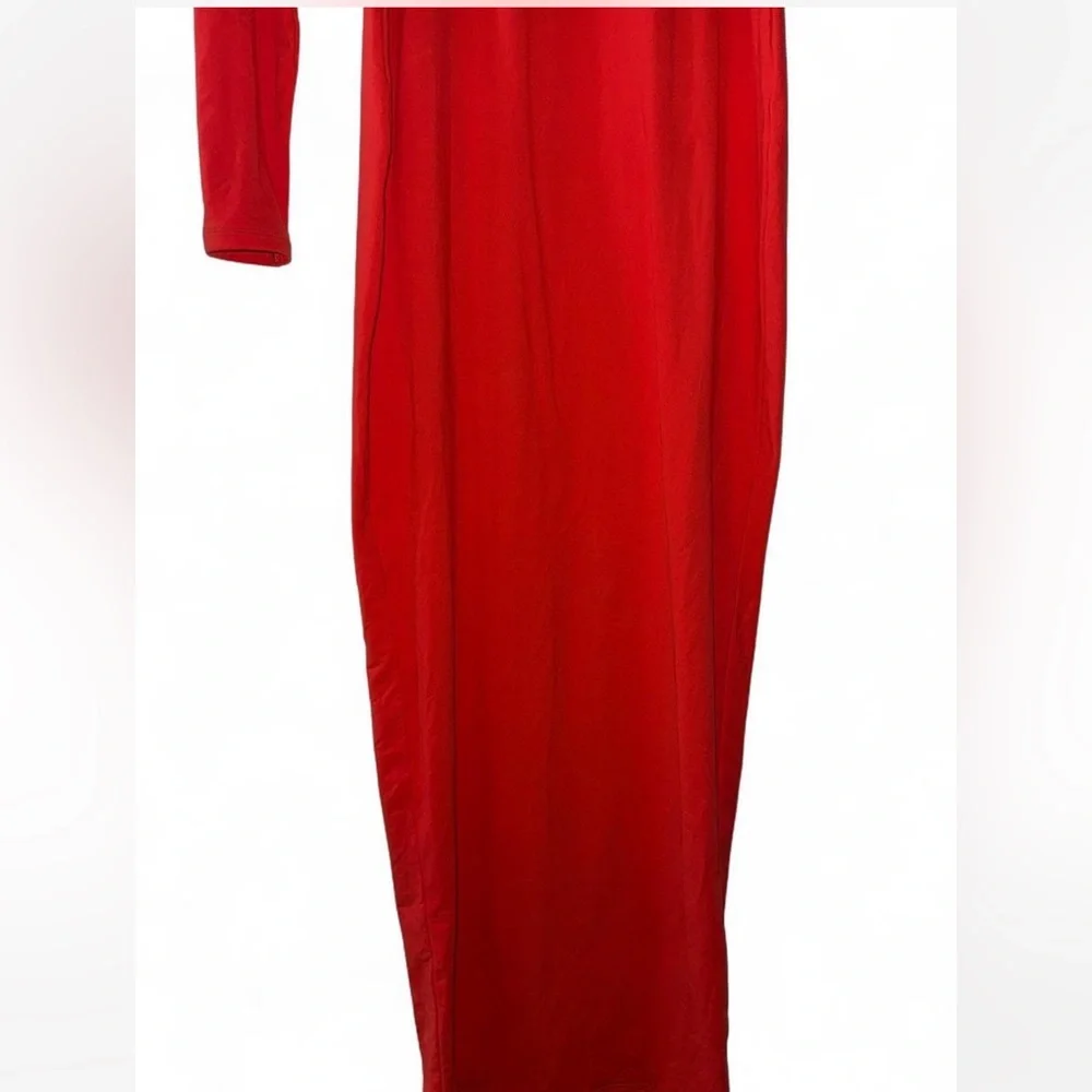 SKIMS Fits Everybody Crew Neck Long Sleeve Maxi Dress Medium Poppy Bodycon - Picture 5 of 8